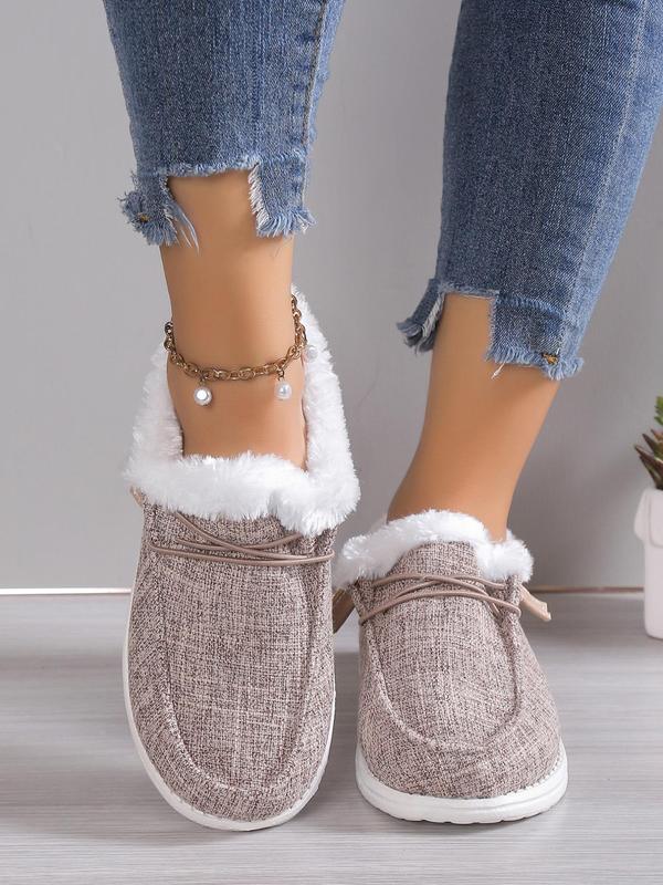 Fashionable Fluffy Thermal Sneaker Gift for Girlfriend, New Trend Casual Lace up Front Low Top Comfortable Warm Sports Shoes for Party for Winter