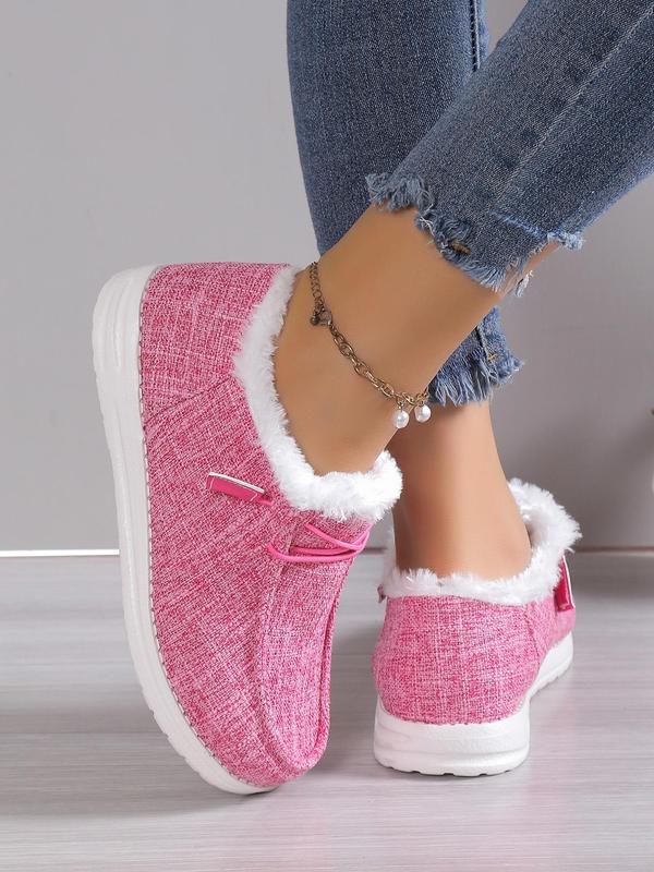 Fashionable Fluffy Thermal Sneaker Gift for Girlfriend, New Trend Casual Lace up Front Low Top Comfortable Warm Sports Shoes for Party for Winter