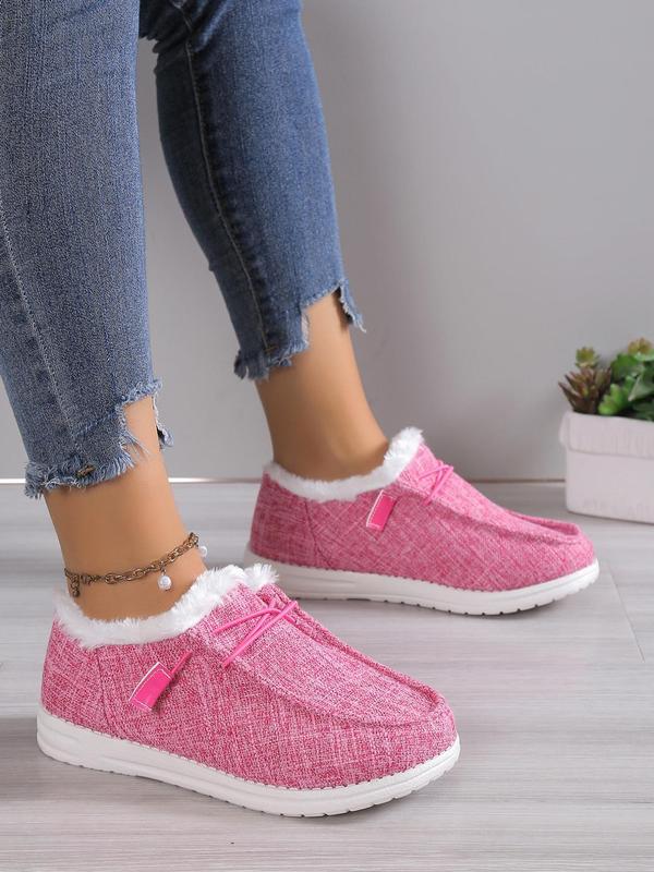 Fashionable Fluffy Thermal Sneaker Gift for Girlfriend, New Trend Casual Lace up Front Low Top Comfortable Warm Sports Shoes for Party for Winter