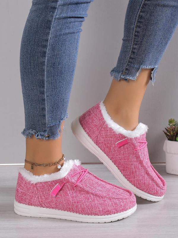 Fashionable Fluffy Thermal Sneaker Gift for Girlfriend, New Trend Casual Lace up Front Low Top Comfortable Warm Sports Shoes for Party for Winter