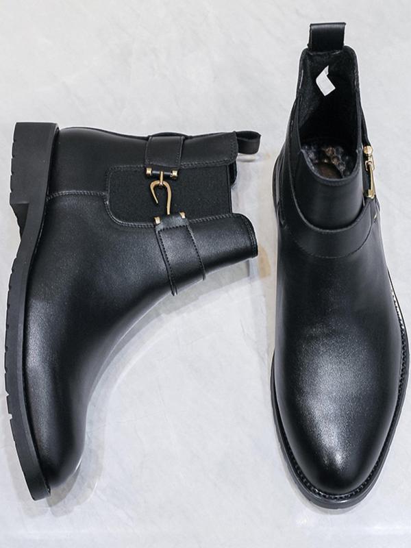 Men's Business Fashion Chelsea Boots, Casual Solid Color Ankle Boots for Daily Wear, Male All-match Boots for Fall & Winter