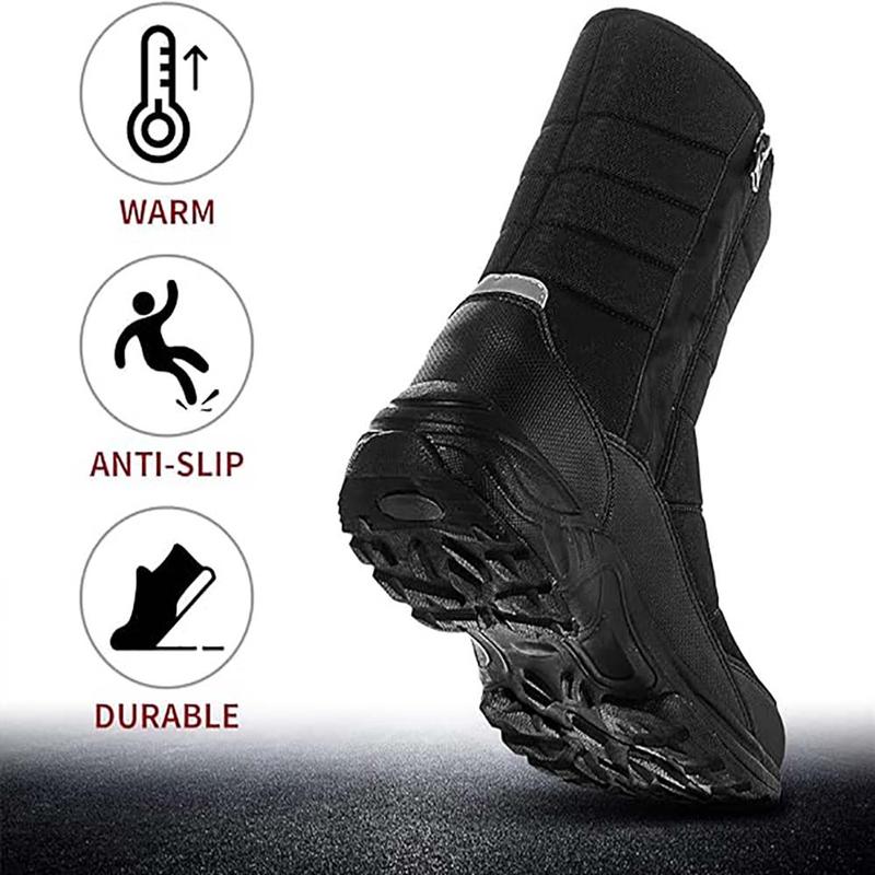 Mens Winter Mid-Calf Snow Boots Fur Warm Waterproof Slip On Outdoor Athletic  Boy Walking Shoes snow boot