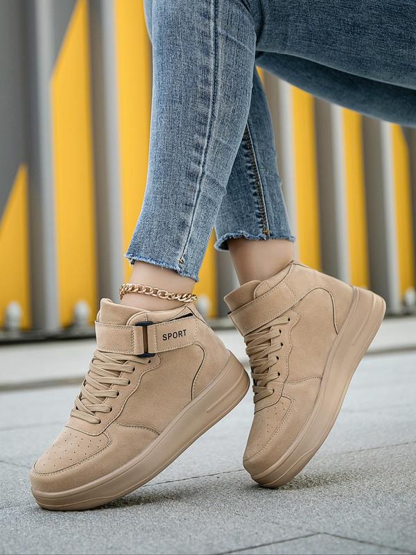 Women's Fashionable Lace Up High Top Sneakers, Casual Comfortable Breathable Casual Shoes, Female All-match Round Toe Shoes for Daily Wear