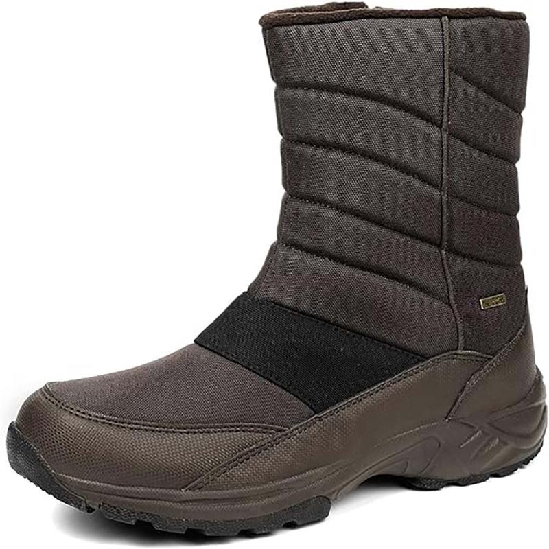 Mens Winter Mid-Calf Snow Boots Fur Warm Waterproof Slip On Outdoor Athletic  Boy Walking Shoes snow boot