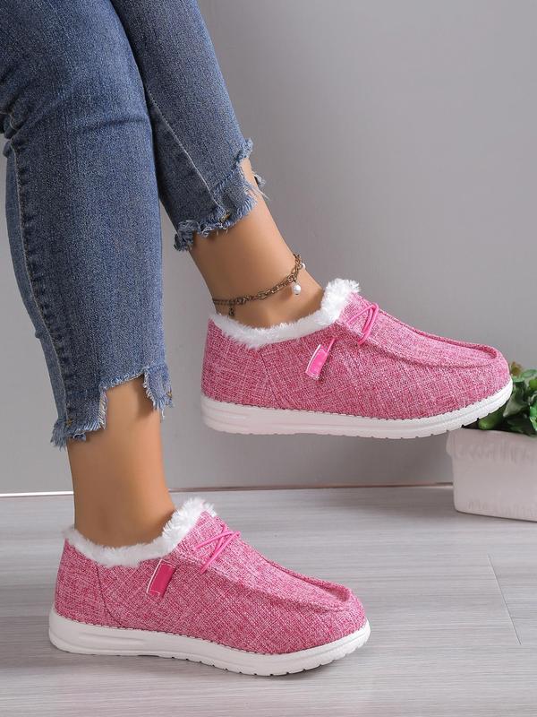 Fashionable Fluffy Thermal Sneaker Gift for Girlfriend, New Trend Casual Lace up Front Low Top Comfortable Warm Sports Shoes for Party for Winter