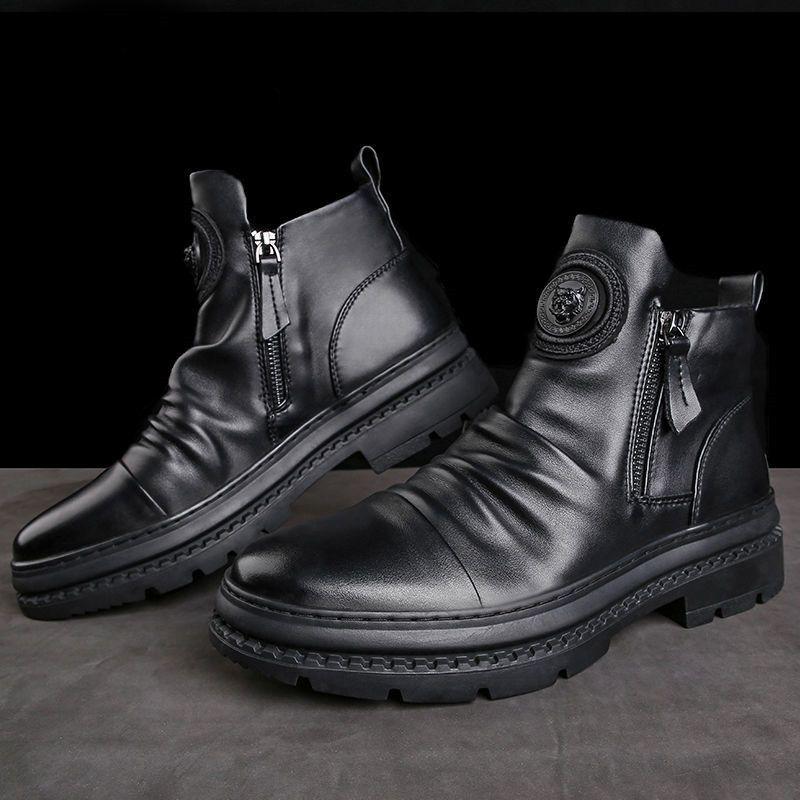 High-Top New Men's Shoes Men's Boots Versatile Zipper Shoes Martin Boots Men's Casual Shoes