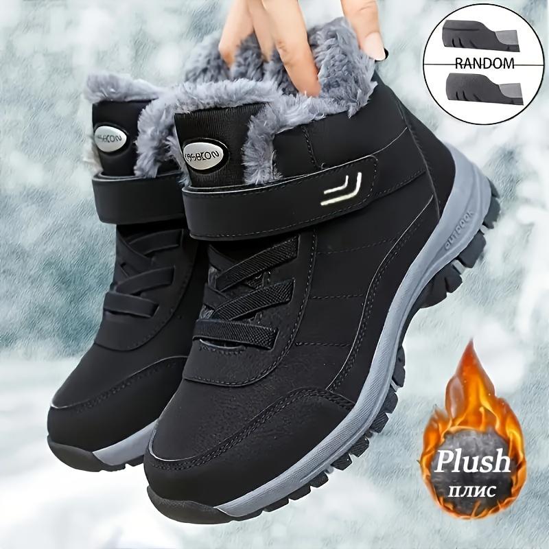 Winter Snow Boots - Warm, Fleece-Lined Ankle Booties for Men & Women | Hook-and-loop Fastener Closure, Non-Slip TPR Sole | Perfect for Hiking & Outdoor Activities Boy Walking Shoes Boy Walking Shoes