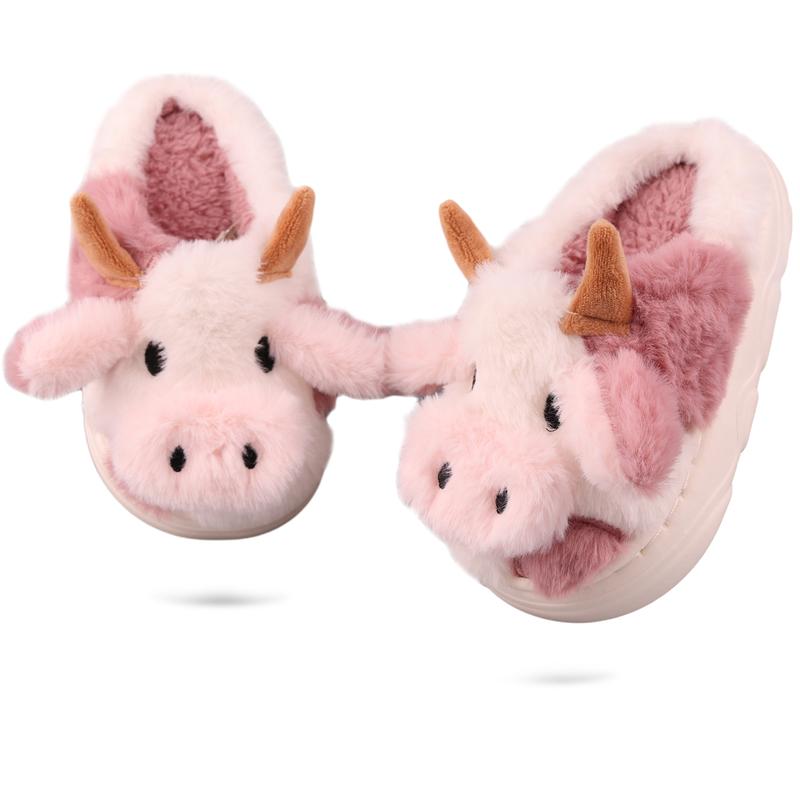 Cow Slippers Animal  Comfort Shoe Youth Fuzzy Slippers Comfy House Memory Foam Cute Soft Non-slip Flipflop Slide cartoon slipper