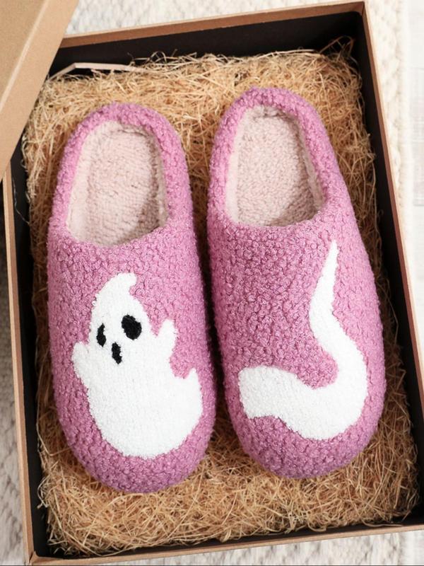 Women's Cute Cartoon Cat Pattern Plush Slippers, Casual Soft Comfortable Home Slippers, Warm Slippers for Indoor & Outdoor Use for Fall & Winter