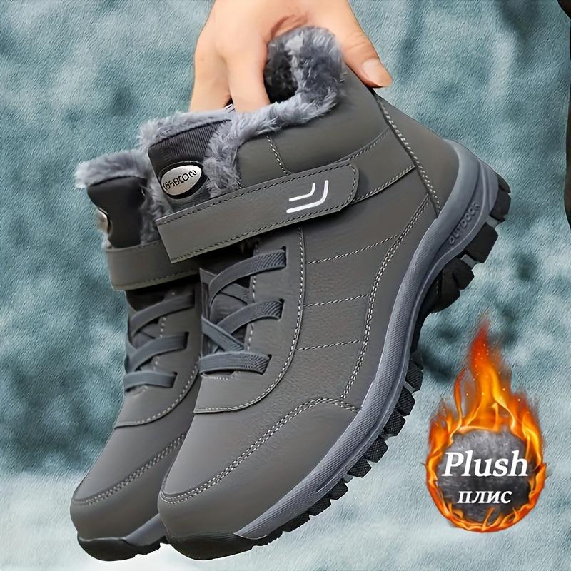 Winter Snow Boots - Warm, Fleece-Lined Ankle Booties for Men & Women | Hook-and-loop Fastener Closure, Non-Slip TPR Sole | Perfect for Hiking & Outdoor Activities Boy Walking Shoes Boy Walking Shoes