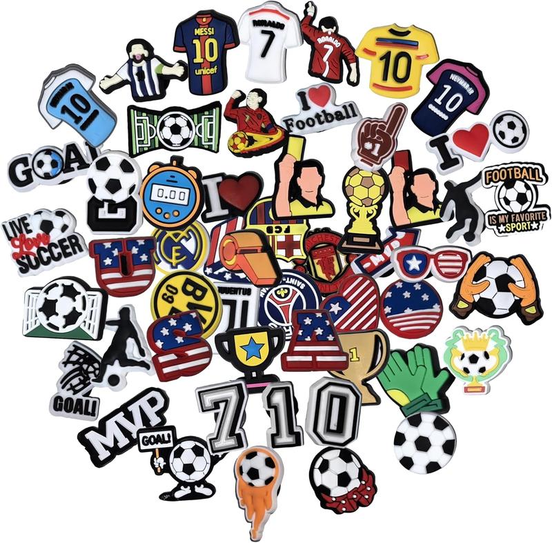 50 count Soccer Shoe Charms, PVC Construction, Soccer Themed Designs for Soccer Lovers