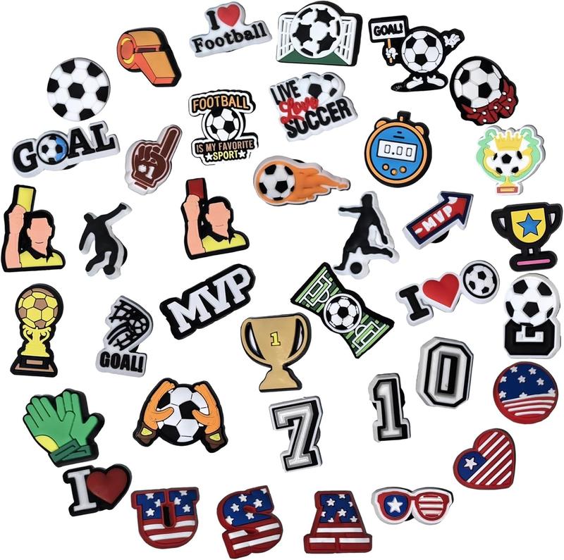 50 count Soccer Shoe Charms, PVC Construction, Soccer Themed Designs for Soccer Lovers