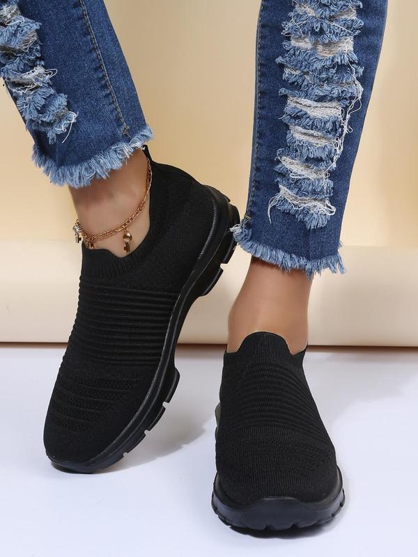 1 Pair Women's 2024 New Stylish Minimalist Sneakers, Casual Round Toe Slip-on Sport Shoes for All Season, Fashionable Sneakers for Daily Wear