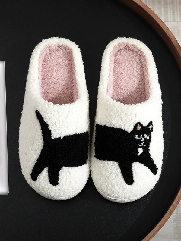 Women's Cute Cartoon Cat Pattern Slippers, Casual Soft Comfortable Home Slippers, Warm Slippers for Indoor & Outdoor Use for All Seasons