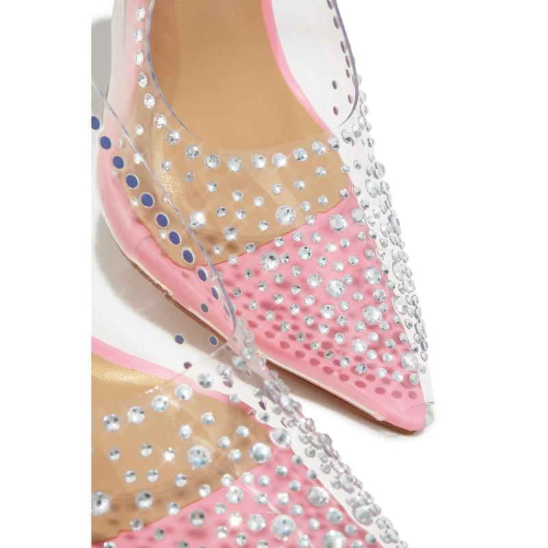 Gianella Embellished Slingback Pump Heels - Pink