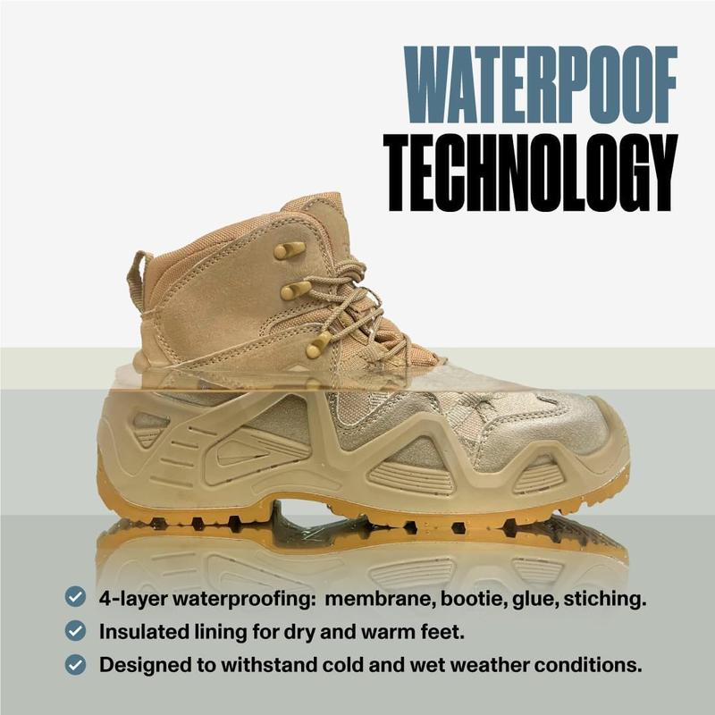 Men Waterproof Work Boots- Durable, Lightweight Boots, 6inch Work Boots for Men, Military Boots, Combat Boots, Desert Boots