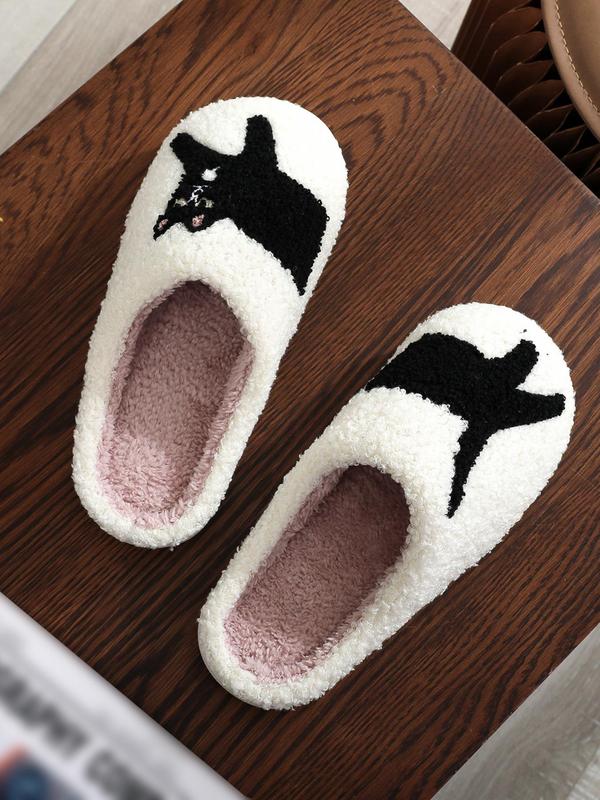 Women's Cute Cartoon Cat Pattern Slippers, Casual Soft Comfortable Home Slippers, Warm Slippers for Indoor & Outdoor Use for All Seasons