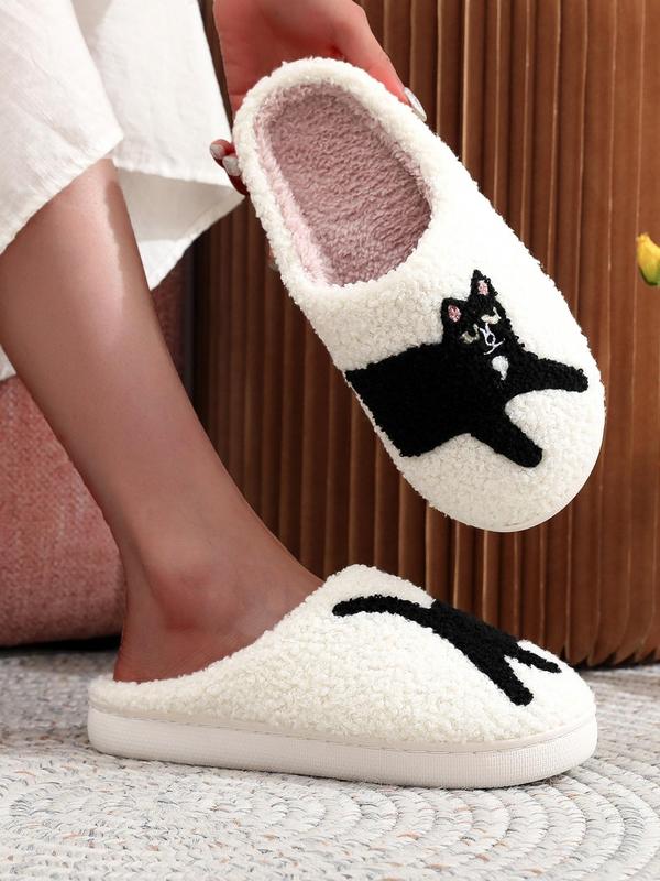 Women's Cute Cartoon Cat Pattern Slippers, Casual Soft Comfortable Home Slippers, Warm Slippers for Indoor & Outdoor Use for All Seasons