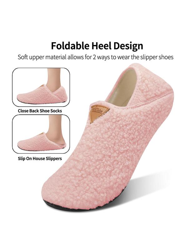 Women's Solid Color House Slippers, Cozy Sock Shoes with Soft Rubber Sole, Casual Soft Comfortable Home Slippers, Slippers for Women Slip on Warm Slippers for Indoor & Outdoor Use for Fall & Winter Indoor Slippers