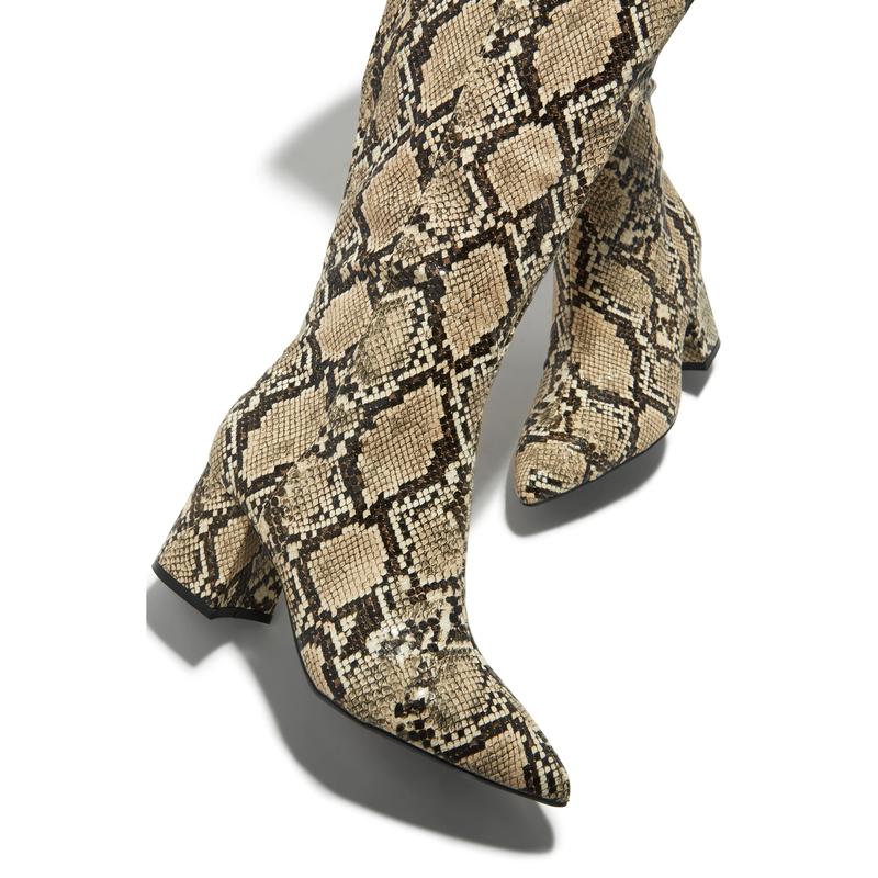 Adri Block Heel Boots - Snake