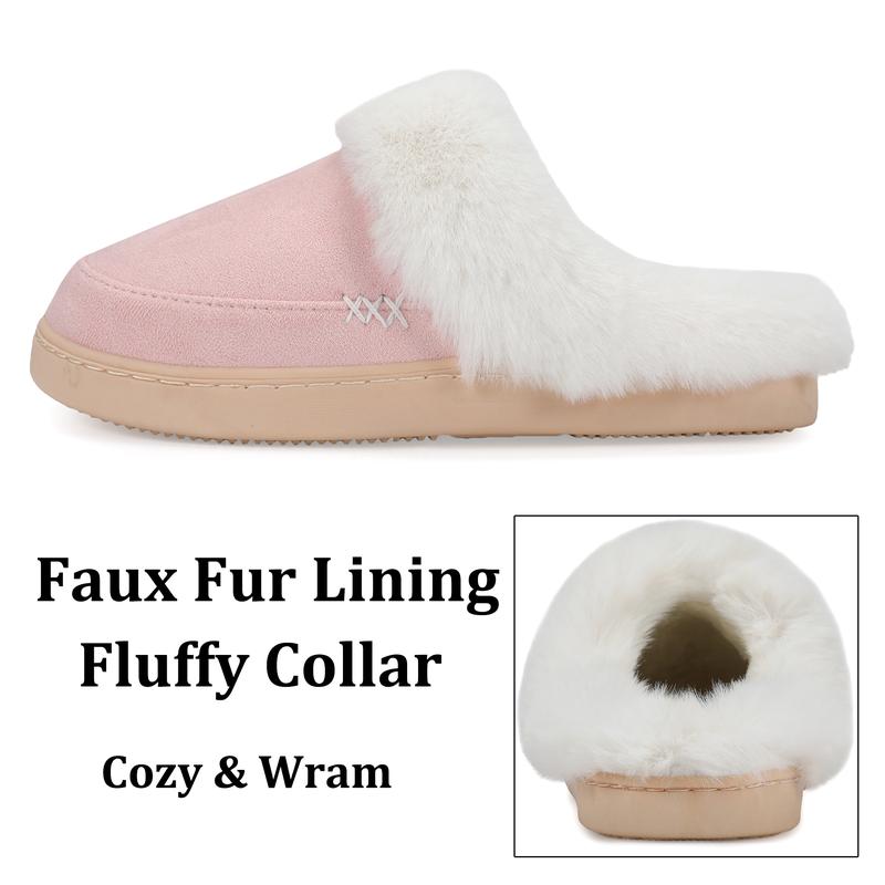 NineCiFun Women's and Men's Suede House Slippers Slip on Fuzzy Slippers with Faux Fur Lining Indoor Outdoor Home Shoes with Rubber Sole