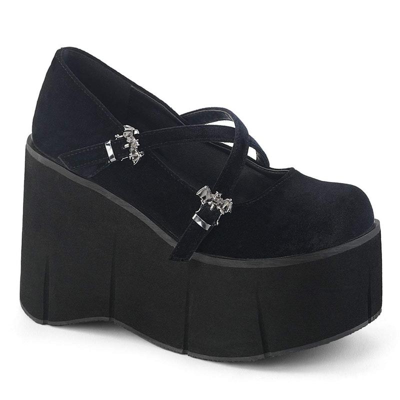 Demonia Kera-10 Black Velvet Platforms