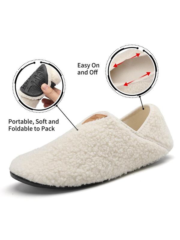 Women's Solid Color House Slippers, Cozy Sock Shoes with Soft Rubber Sole, Casual Soft Comfortable Home Slippers, Slippers for Women Slip on Warm Slippers for Indoor & Outdoor Use for Fall & Winter Indoor Slippers