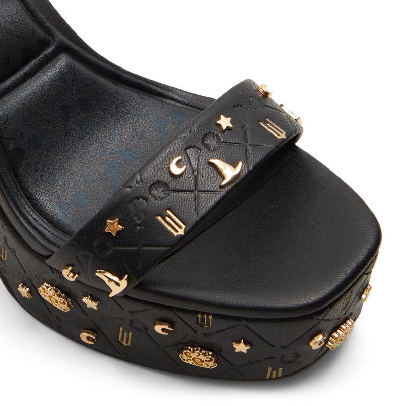 Wicked x ALDO Takeflight Black Platform Sandal with Gold Charms