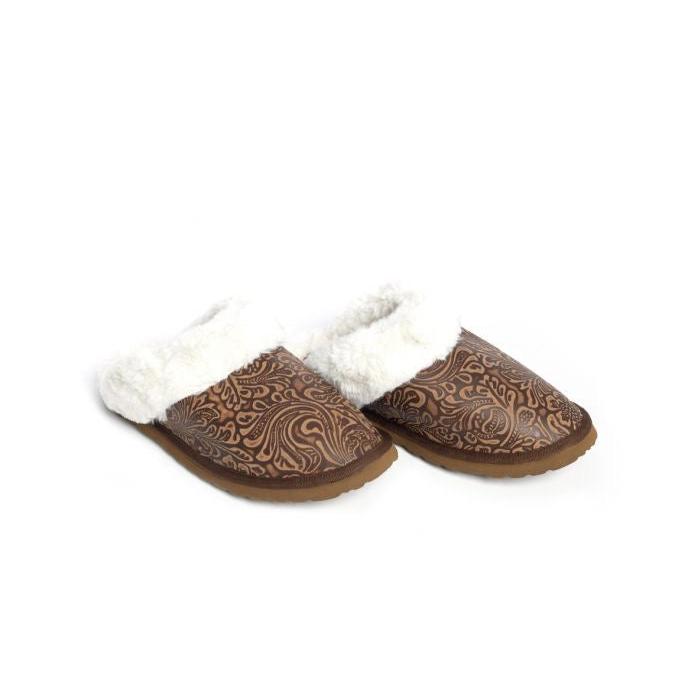 Classic Lined Brown Leather Slippers