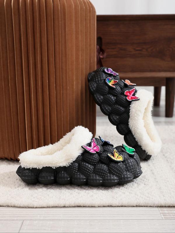 Women's New Cute Y2k DIY Colorful Butterfly Design Anti-slip Winter Slipper Shoes, Warm Comfortable Bedroom house Slippers for Women, Walking Shoes for Indoor and Outdoor Wear