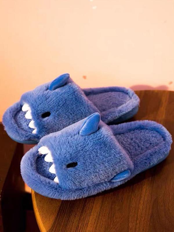 2024 Cute Plush Shark Slides for Men, Soft Fuzzy House Slippers, Warm Anti-slip Slippers, Boy's Kawaii Comfort Walking Shoes, Footwear