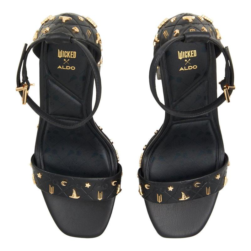 Wicked x ALDO Takeflight Black Platform Sandal with Gold Charms