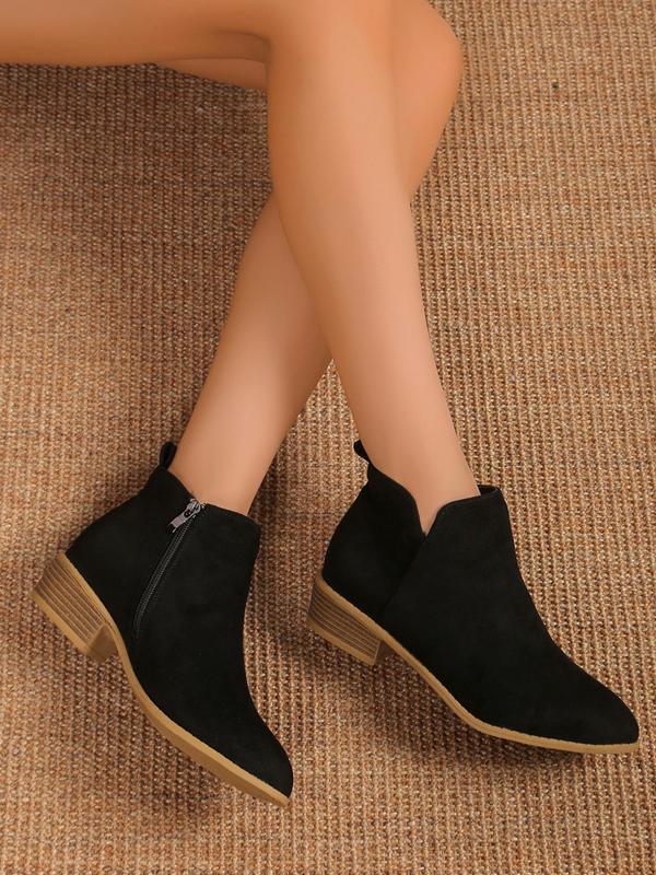 Women's Fashionable Solid Color Ankle Boots, Casual Comfortable Pointed Toe Boots for Daily Wear, Lightweight Breathable Shoes for All Seasons