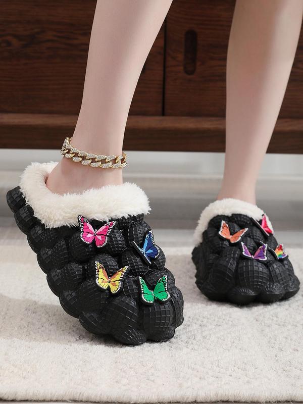 Women's New Cute Y2k DIY Colorful Butterfly Design Anti-slip Winter Slipper Shoes, Warm Comfortable Bedroom house Slippers for Women, Walking Shoes for Indoor and Outdoor Wear