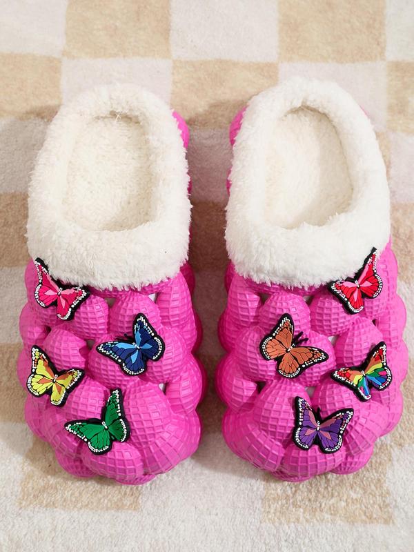 Women's New Cute Y2k DIY Colorful Butterfly Design Anti-slip Winter Slipper Shoes, Warm Comfortable Bedroom house Slippers for Women, Walking Shoes for Indoor and Outdoor Wear