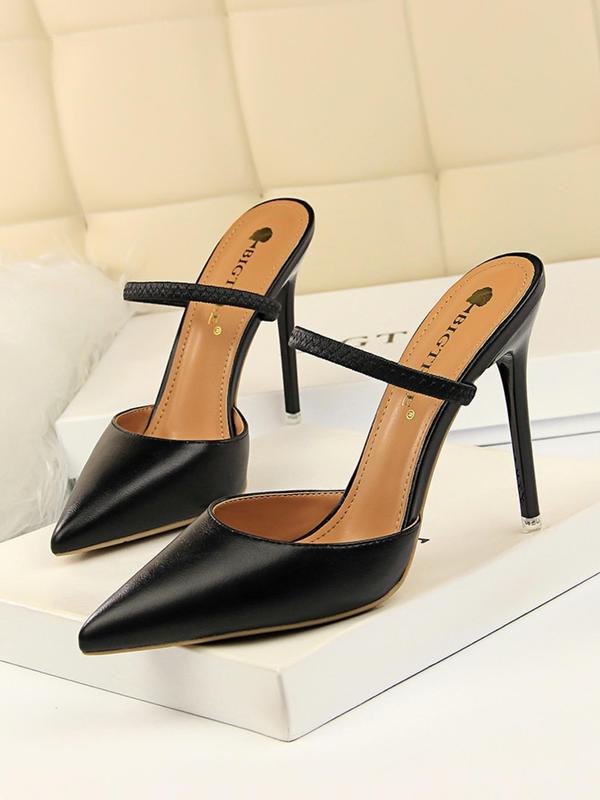 Women's Fashionable Solid Color Strap Pointed Toe Stiletto Heels, Elegant High Heel Pumps for Party, Daily Clothing Decor for Women & Girls