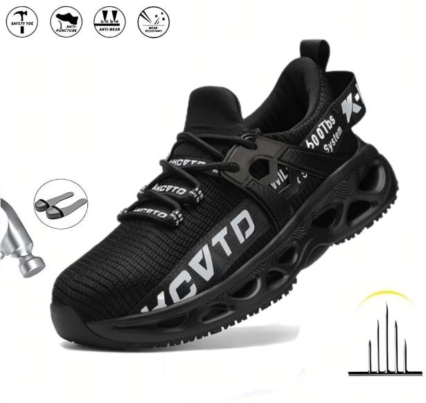 Men's Puncture Proof Steel Toe Anti-smash Non-Slip Shock Absorbing Work Safety Shoes Puncture Proof Anti-skid Steel Toe Outdoor Work Shoes Lightweight Fly Woven Safety Shoes For Men Industrial And Construction Site Protective Shoes