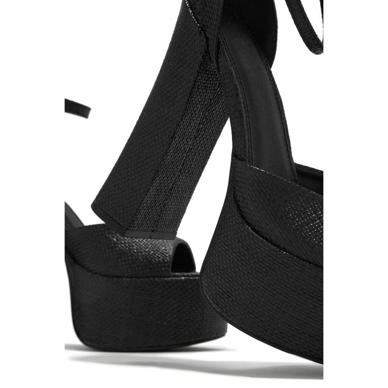 Baecation Platform Block High Heels - Black