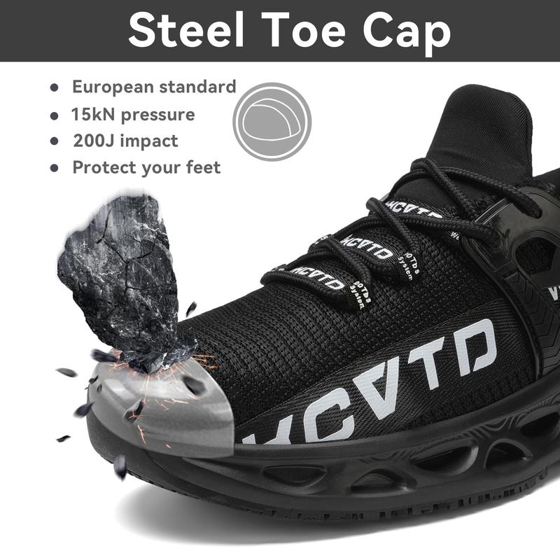 Men's Puncture Proof Steel Toe Anti-smash Non-Slip Shock Absorbing Work Safety Shoes Puncture Proof Anti-skid Steel Toe Outdoor Work Shoes Lightweight Fly Woven Safety Shoes For Men Industrial And Construction Site Protective Shoes