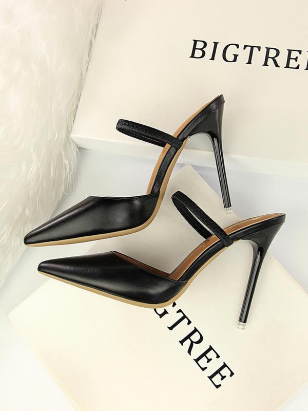 Women's Fashionable Solid Color Strap Pointed Toe Stiletto Heels, Elegant High Heel Pumps for Party, Daily Clothing Decor for Women & Girls