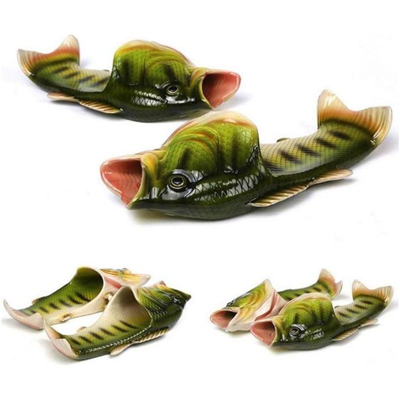 Dad Gift Fish Slippers Beach Shoes Non-Slip Sandals Creative Bass Slippers Men and Women Casual Shoe