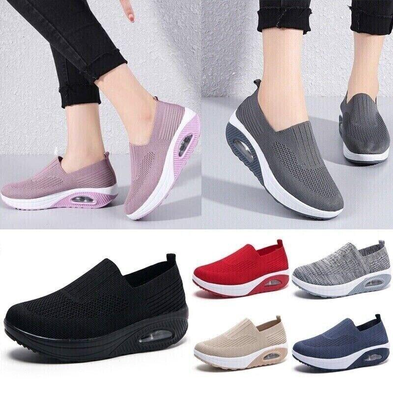 Women's Orthopedic Sneakers Cushion Platform Diabetic Walking Shoes Slip On Size