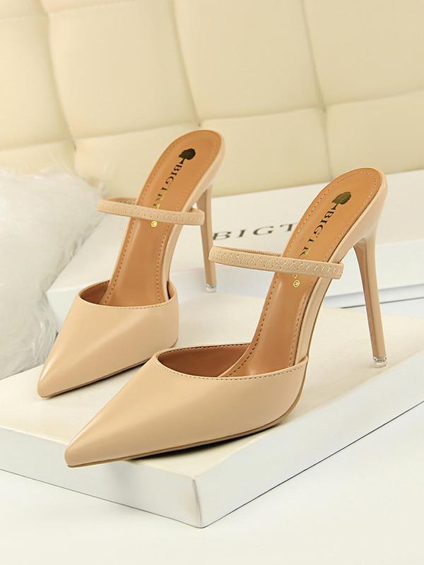 Women's Fashionable Solid Color Strap Pointed Toe Stiletto Heels, Elegant High Heel Pumps for Party, Daily Clothing Decor for Women & Girls