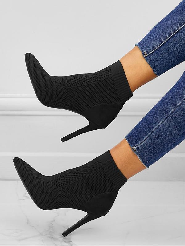 Women's Fashionable Solid Color Stiletto Heel Boots, Elegant Pointed Toe Ankle Boots for Party, Daily Clothing Decor for Women & Girls