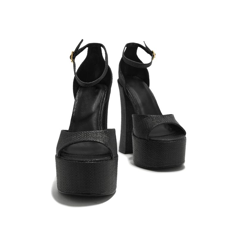 Baecation Platform Block High Heels - Black