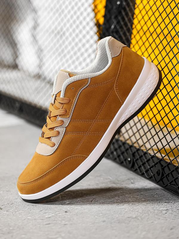 Men's Colorblock Lace Up Sneakers, Casual Sporty Breathable Fall Freshness Comfortable Shoes for Daily Footwear, Male All-match Round Toe Shoes for Daily Walking Shoes for Fall Outfits