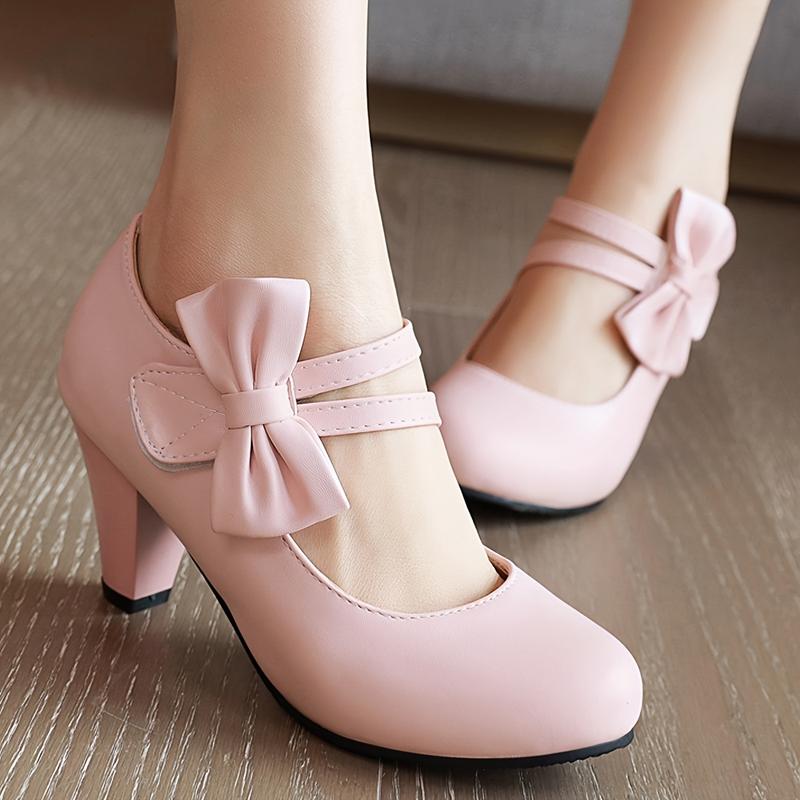 Chic womens bowknot heels-high fashion solid color pumps for dressy occasions-comfortable & stylish-versatile elegant footwear