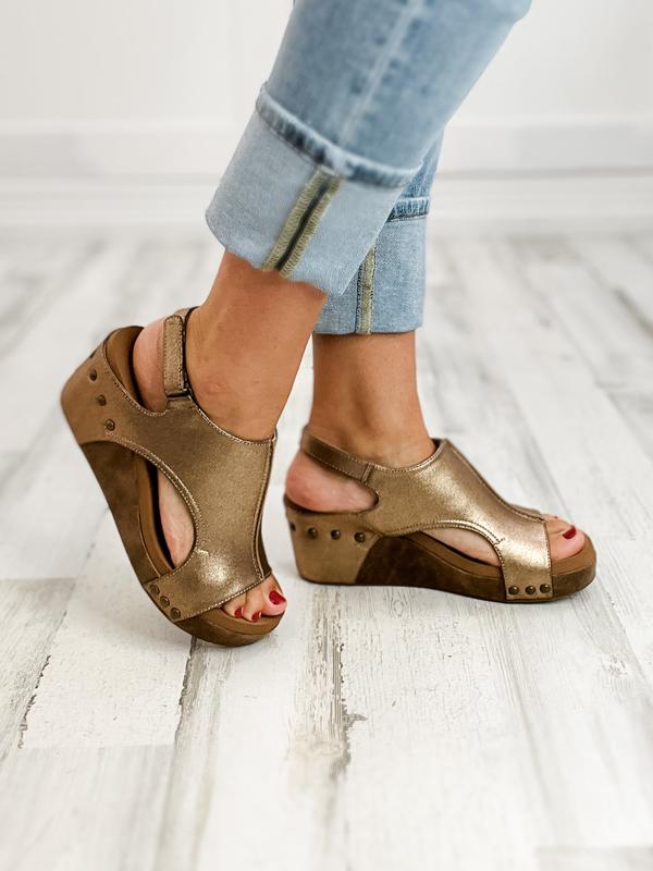 Corkys Carley Bronze Combo Wedge Shoe