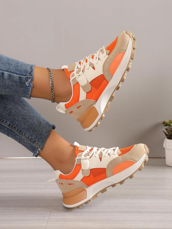 Summer Colorblock Low Top Sneakers, Women's Workout Sneakers, Lightweight Breathable Sports Shoes, Girl Casual Athletic Shoes, Perfect for Students and Outdoor Sports, Girl's Walking Shoes, Footwear Fall Fall Shoes