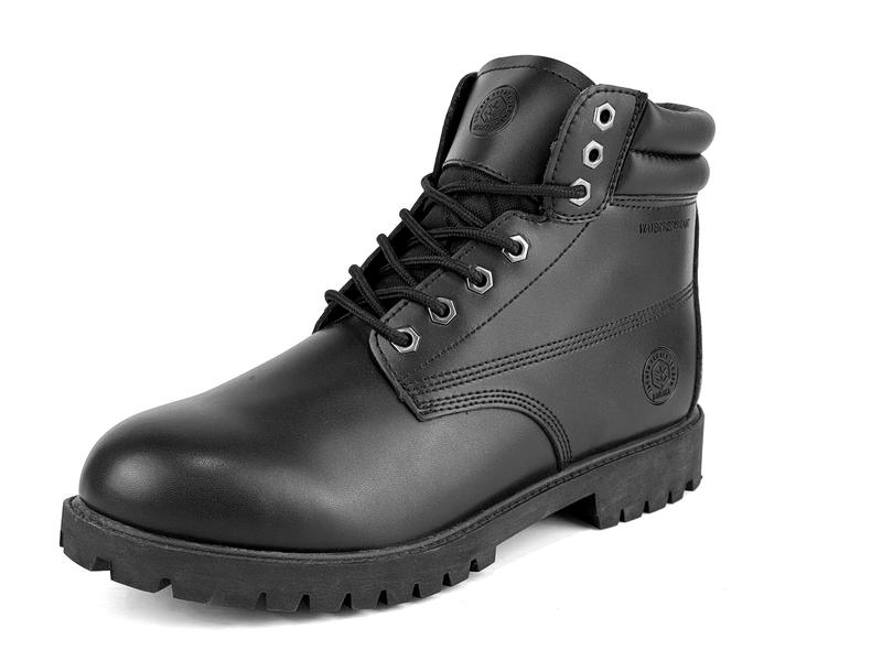 Genuine Leather Work Boots - Water-Resistant, Oil-Resistant Rubber Sole for Construction, Utility, and Industrial Use Boy Shoe